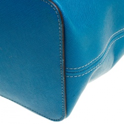 Pre Owned Michael Kors Turquoise Saffiano Leather Jetset Tote