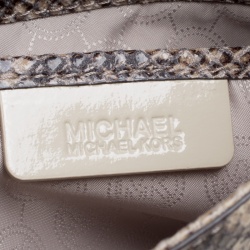 Pre Owned Michael Kors Beige Python Embossed Leather Oversized Sloan Clutch