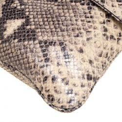 Pre Owned Michael Kors Beige Python Embossed Leather Oversized Sloan Clutch