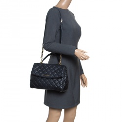 Pre Owned Michael Kors Black Quilted Leather Medium Ava Top Handle Bag