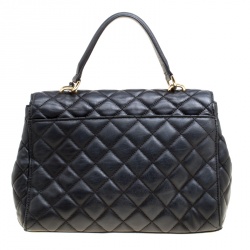 Pre Owned Michael Kors Black Quilted Leather Medium Ava Top Handle Bag