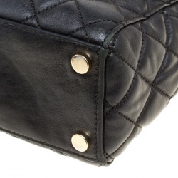 Pre Owned Michael Kors Black Quilted Leather Medium Ava Top Handle Bag