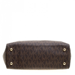 Pre Owned Michael Michael Kors Brown Signature Coated Canvas Cynthia Tote