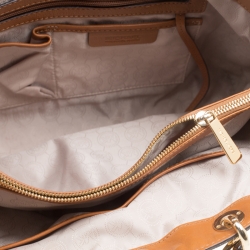 Pre Owned Michael Michael Kors Brown Signature Coated Canvas Cynthia Tote