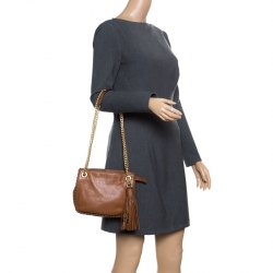 Pre Owned Michael Michael Kors Brown Leather Crossbody Bag