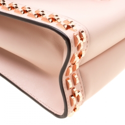 Pre Owned Michael Kors Blush Pink Leather Studded Whitney Shoulder Bag