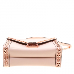 Pre Owned Michael Kors Blush Pink Leather Studded Whitney Shoulder Bag