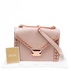 Pre Owned Michael Kors Blush Pink Leather Studded Whitney Shoulder Bag