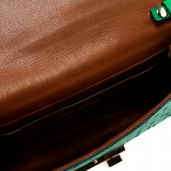 Pre Owned Michael Kors Green Ostrich Embossed Leather Gia Clutch