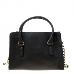 Pre Owned MICHAEL Micheal Kors Black Leather East/West Hamilton Satchel