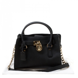 Pre Owned MICHAEL Micheal Kors Black Leather East/West Hamilton Satchel