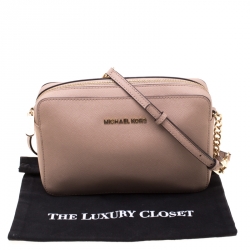 Pre Owned حقيبة كروس مايكل كورس جيت سيت جلد بيج