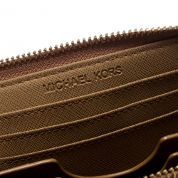 Pre Owned Michael Kors Brown Python Embossed Leather Jetset Wallet