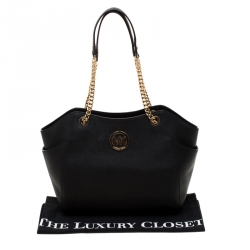مملوكة مسبقًا Michael Michael Kors Black Leather Jet Set Travel Chain Shoulder Bag
