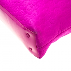 Pre Owned حقيبة مايكل كورس نيوبرين جيت سيت جلد برتقالي منقوش