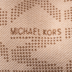 Pre Owned Michael Kors White/Blue Signature Coated Canvas Jet Set Tote