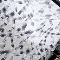 Pre Owned Michael Kors White/Blue Signature Coated Canvas Jet Set Tote