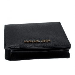 Pre Owned محفظة مايكل كورس حافظة بطاقات جلد سوداء