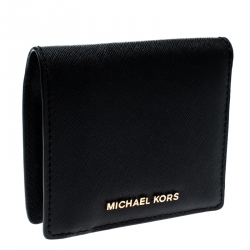 Pre Owned محفظة مايكل كورس حافظة بطاقات جلد سوداء