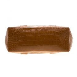 Pre Owned Michael Kors Beige/Brown Canvas and Croc Embossed Leather Fulton Tote