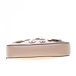 Pre Owned حقيبة كروس مايكل كورس مزخرفة زهور جت ست جلد بيج