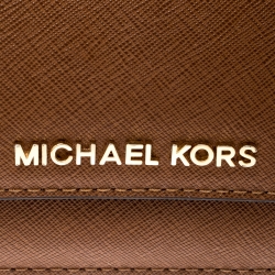 مملوكة مسبقًا Michael Kors Brown Leather Jet Set Travel Wallet