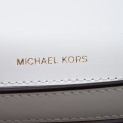 مملوكة مسبقًا حقيبة كتف مايكل مايكل كورس سلسلة موت باترفلاي جلد بيضاء