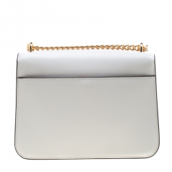 مملوكة مسبقًا حقيبة كتف مايكل مايكل كورس سلسلة موت باترفلاي جلد بيضاء