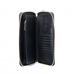 Pre Owned محفظة مايكل كورس سحاب ملتف جلد سوداء