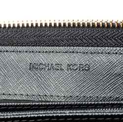 Pre Owned محفظة مايكل كورس سحاب ملتف جلد سوداء