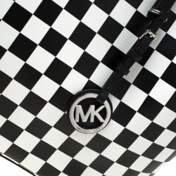 Pre Owned حقيبة يد مايكل كورس جيت سيت جلد سافيانو بيضاء/سوداء