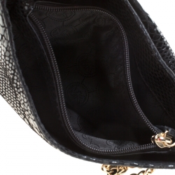 Pre Owned Michael Kors Black Python Embossed Leather Fulton Crossbody Bag