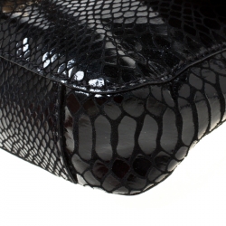 Pre Owned Michael Kors Black Python Embossed Leather Fulton Crossbody Bag