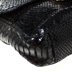 Pre Owned Michael Kors Black Python Embossed Leather Fulton Crossbody Bag