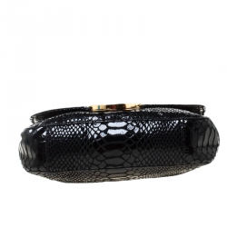 Pre Owned Michael Kors Black Python Embossed Leather Fulton Crossbody Bag