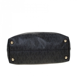 Pre Owned MICHAEL Michael Kors Black Signature Coated Canvas and Leather Tote