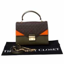 Pre Owned Michael Kors Multicolor Leather and Coated Canvas Sloan Top Handle Bag