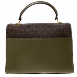 Pre Owned Michael Kors Multicolor Leather and Coated Canvas Sloan Top Handle Bag