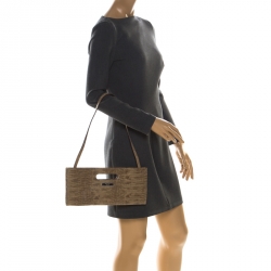 Pre Owned حقيبة كلتش مايكل جورس جلد سحالي بيج بيد علوية