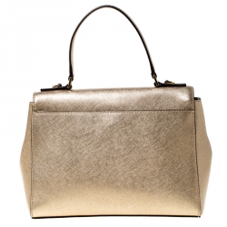 Pre Owned MICHAEL Michael Kors Metallic Gold Leather Top Handle Bag