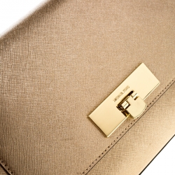 Pre Owned MICHAEL Michael Kors Metallic Gold Leather Top Handle Bag
