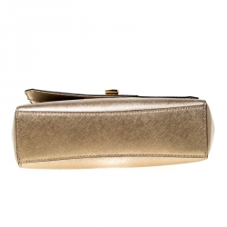 Pre Owned MICHAEL Michael Kors Metallic Gold Leather Top Handle Bag