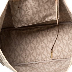 مملوكة مسبقًا حقيبة يد مايكل كورس جت ست كانفاس مقوى مونوغرامية بنية