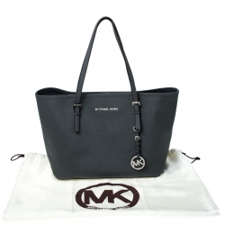 Pre Owned Michael Kors Dark Grey Leather Travel Tote 