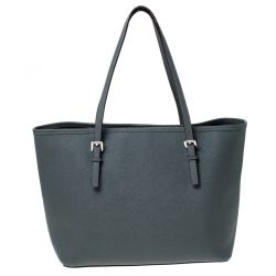 Pre Owned Michael Kors Dark Grey Leather Travel Tote 