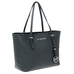 Pre Owned Michael Kors Dark Grey Leather Travel Tote 