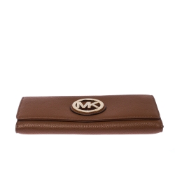 Pre Owned محفظة مايكل كورس فولتون جلد بني فاتح