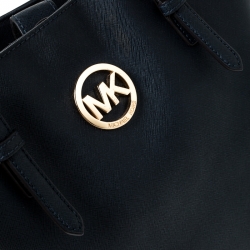 Pre Owned MICHAEL Michael Kors Navy Blue Saffiano Leather Shopper Tote 