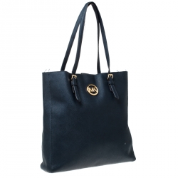 Pre Owned MICHAEL Michael Kors Navy Blue Saffiano Leather Shopper Tote 