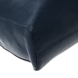 Pre Owned MICHAEL Michael Kors Navy Blue Saffiano Leather Shopper Tote 